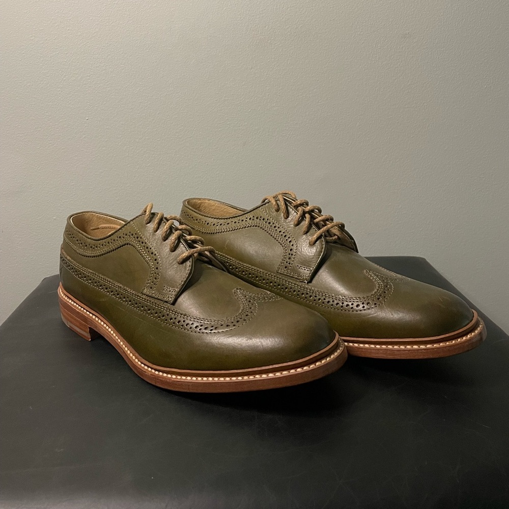 Men’s Frye James Wingtip Oxford Dress Shoe, Olive Green 10.5D NEVER WORN